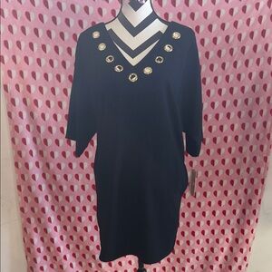 Elegant Black Tunic with Gold Accents